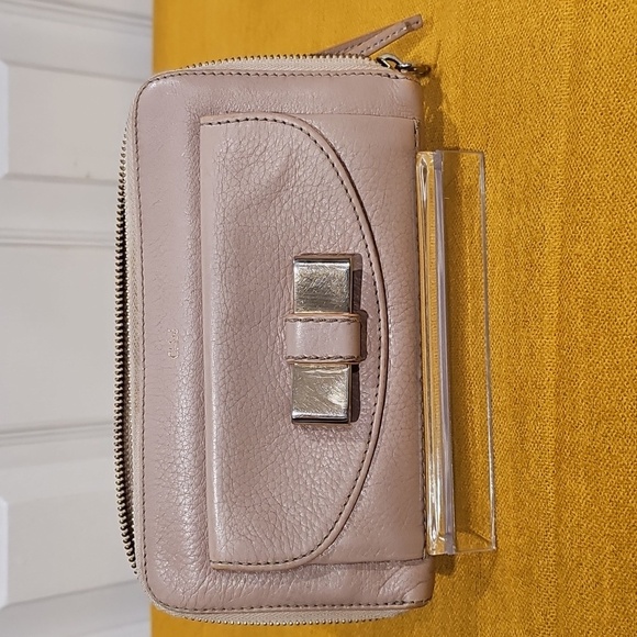 Chloe Lily Long Wallet Dusty Rose Calf Leather Zip Around Authentic EUC - Picture 1 of 16